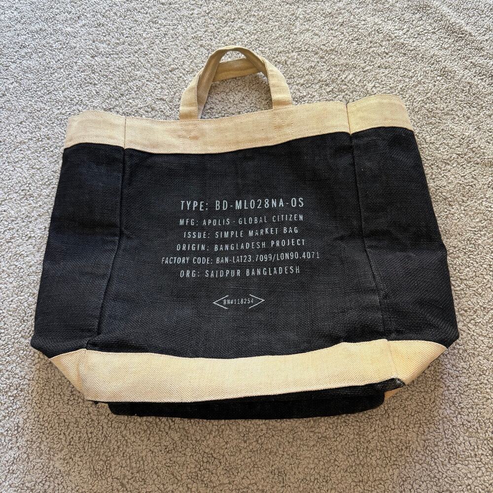 Apolis Global Citizen Market Sustainable Jute Black Tan Bag